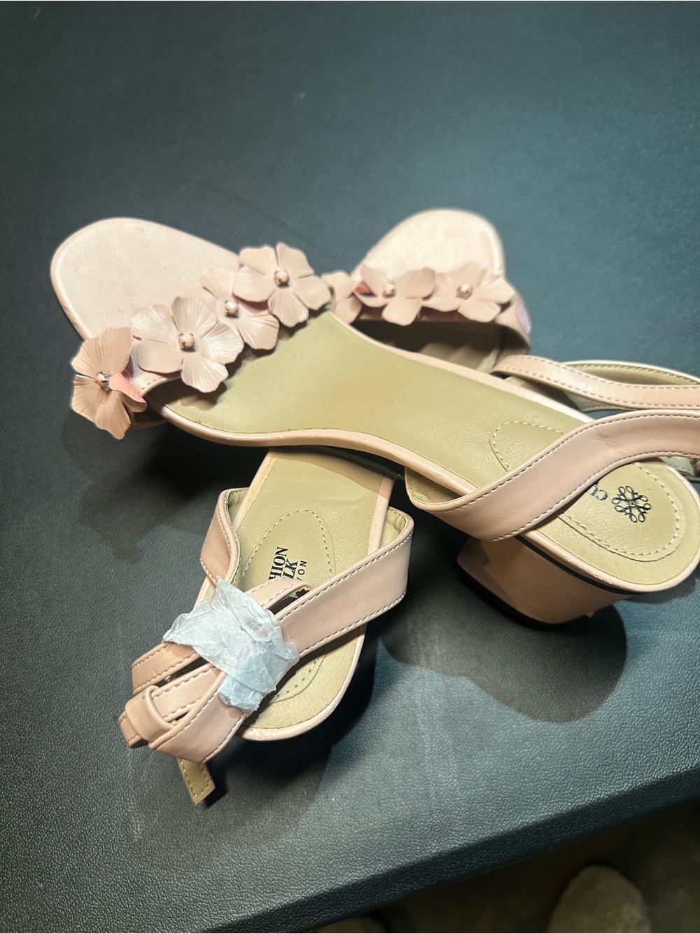 Women’s Blush Floral Low Block Heel Sandals